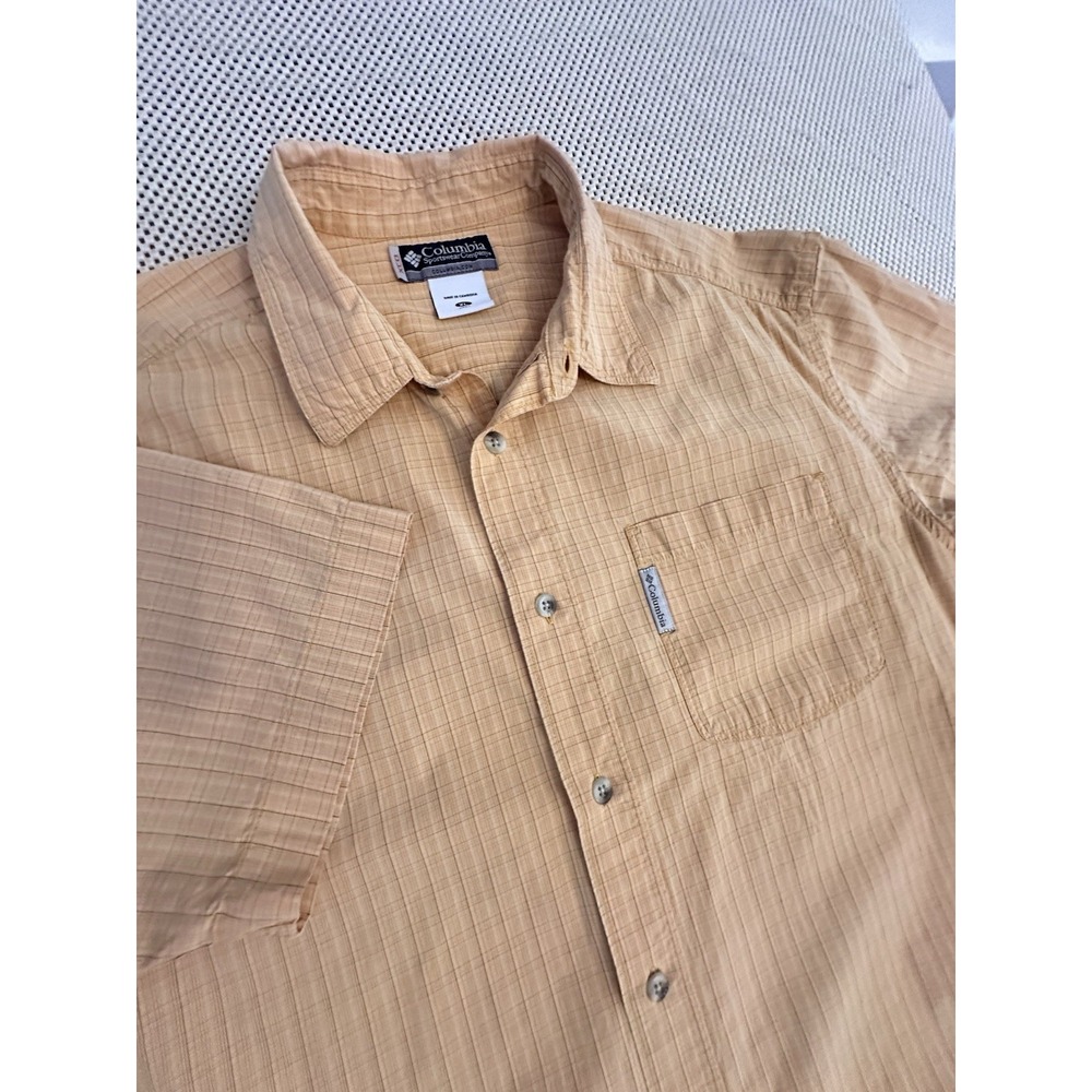 Columbia Sportswear‎ Shirt Men Sz XL Short Sleeve Button Down Orange Outdoor